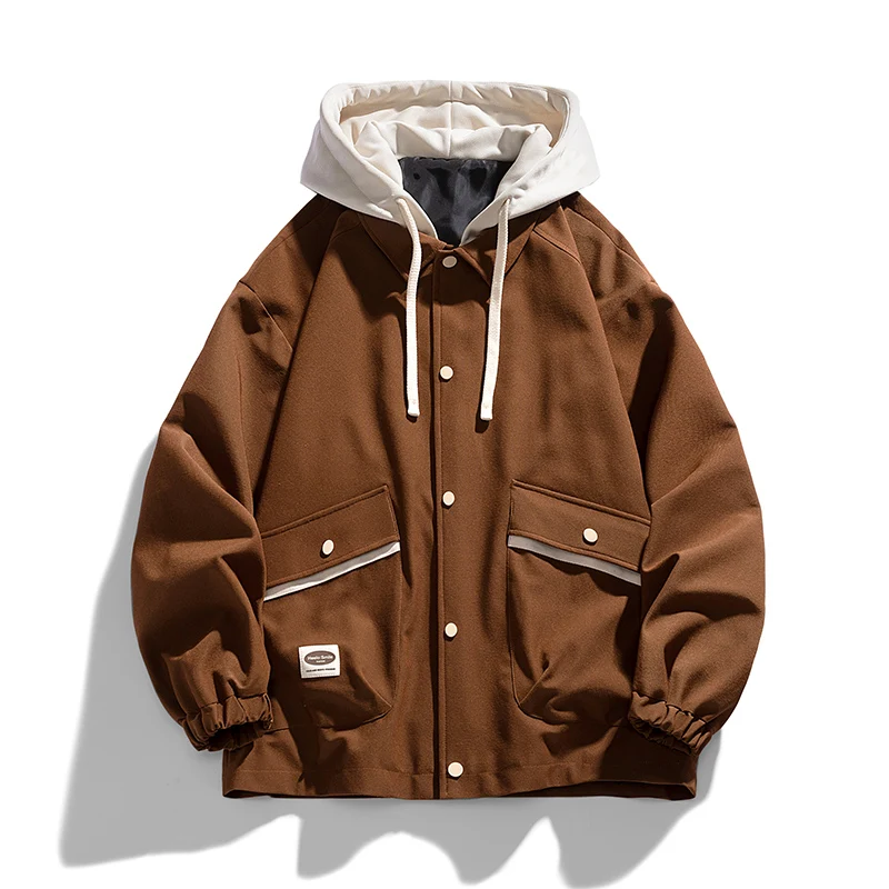 

Fashion Casual Jackets Coats for Men with Hood All-match Zipper Male Clothing Windproof Comfortable Outerwear Plus Size L-8XL