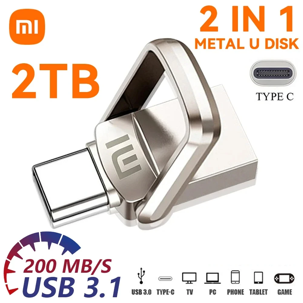 Original Xiaomi 2TB Metall U-Disk 2 in 1 otg 1024GB 64GB Flash-Laufwerk USB 3. 0 3,1 GB 1TB Pen-Laufwerke Memory Stick Typ C Adapter