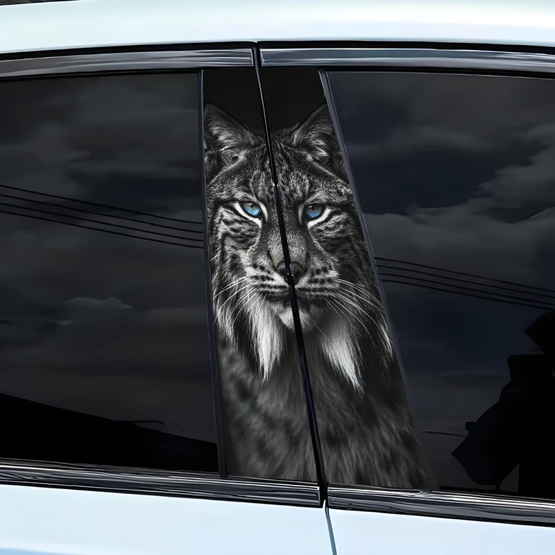 

2pcs Wolf Tiger Leopard Dog 3D Car Stickers Auto Door Pillar Decals Waterproof Center Column Scratche Cover Decoration