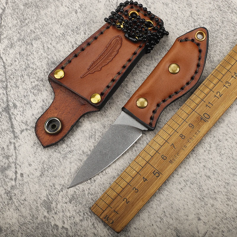 

New DC53 Steel Head Leather Handle Outdoor Tactical Outdoor Survival Integrated Steel Collection EDC Fruit Knife