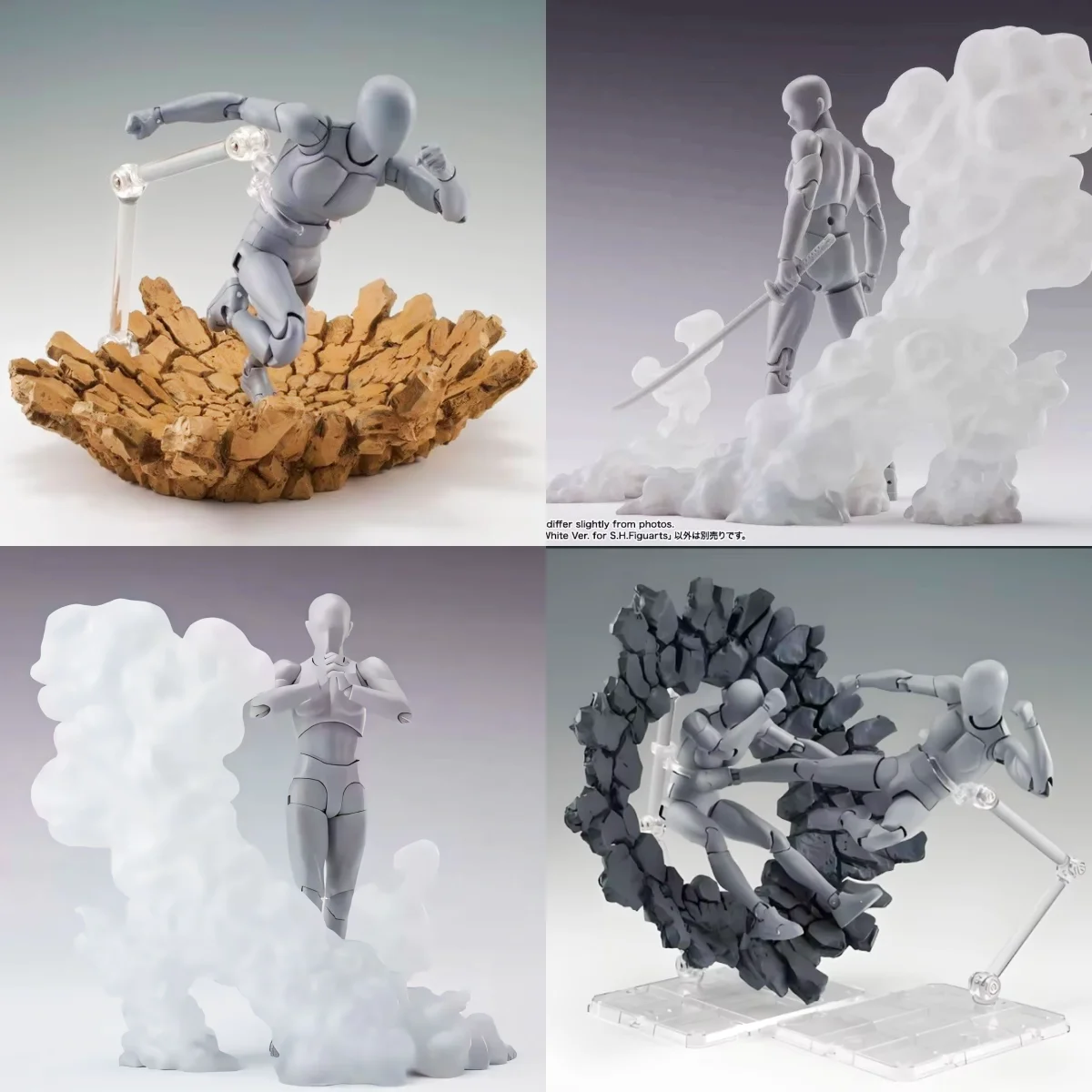 Set de Efectos de Impacto y Detritos Tamashii, Kit de Accesorios Universal a Escala 1/12 para Figuras SHF, Incluye Rocas en Carga con Efectos de Niebla