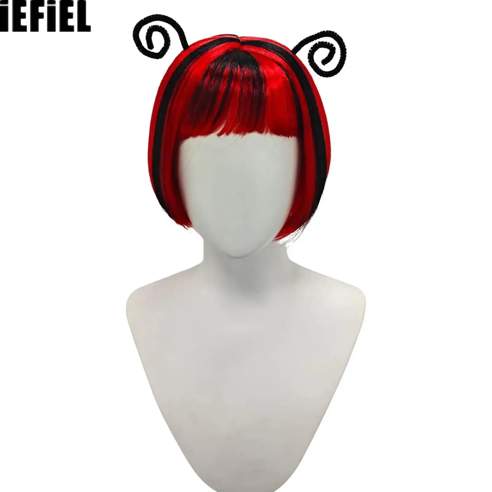 Adults Bee Cosplay Party Hairpiece Contrast Color Short Straight Wig with Bangs for Halloween Party