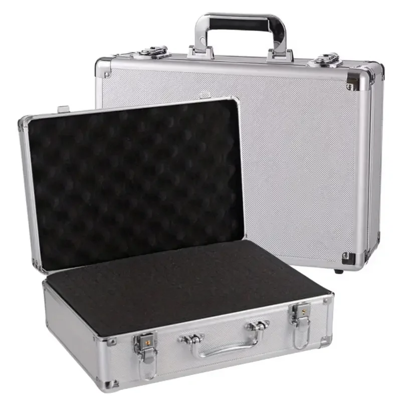 صندوق أدوات معدات ألومنيوم قابل للتخصيص مع صندوق تأثير إسفنجي من القطن السميك #4