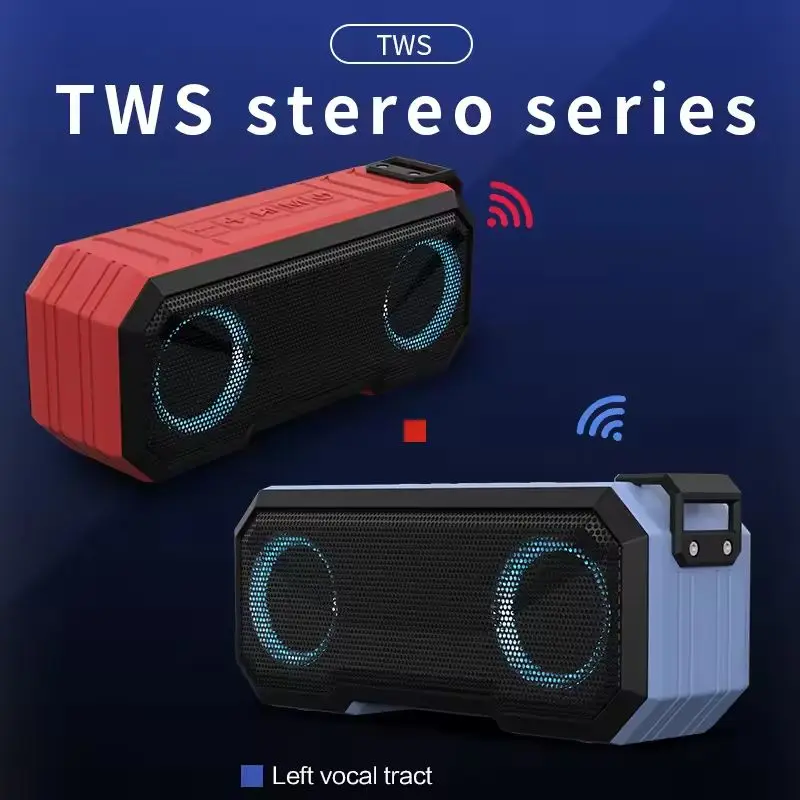 

Водонепроницаемая Bluetooth-колонка IPX7 с подсветкой, двойными динамиками, функцией Power Bank и портативным сабвуфером для использования на открытом воздухе.