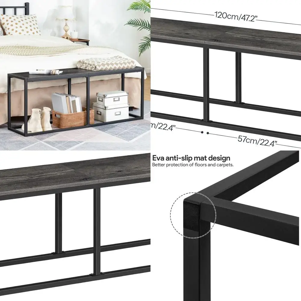 

47.2 Industrial Kitchen Bench, Steel Frame, Easy Assembly, Charcoal & Black, BC12CD01