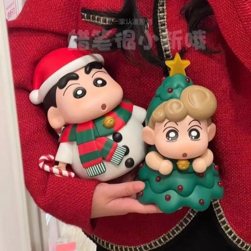 Crayon Shin-Chan Christmas Snowman Christmas Tree Shin-Chan Himawari Figures Cute Doll Decoration Children Toy Birthday Gifts