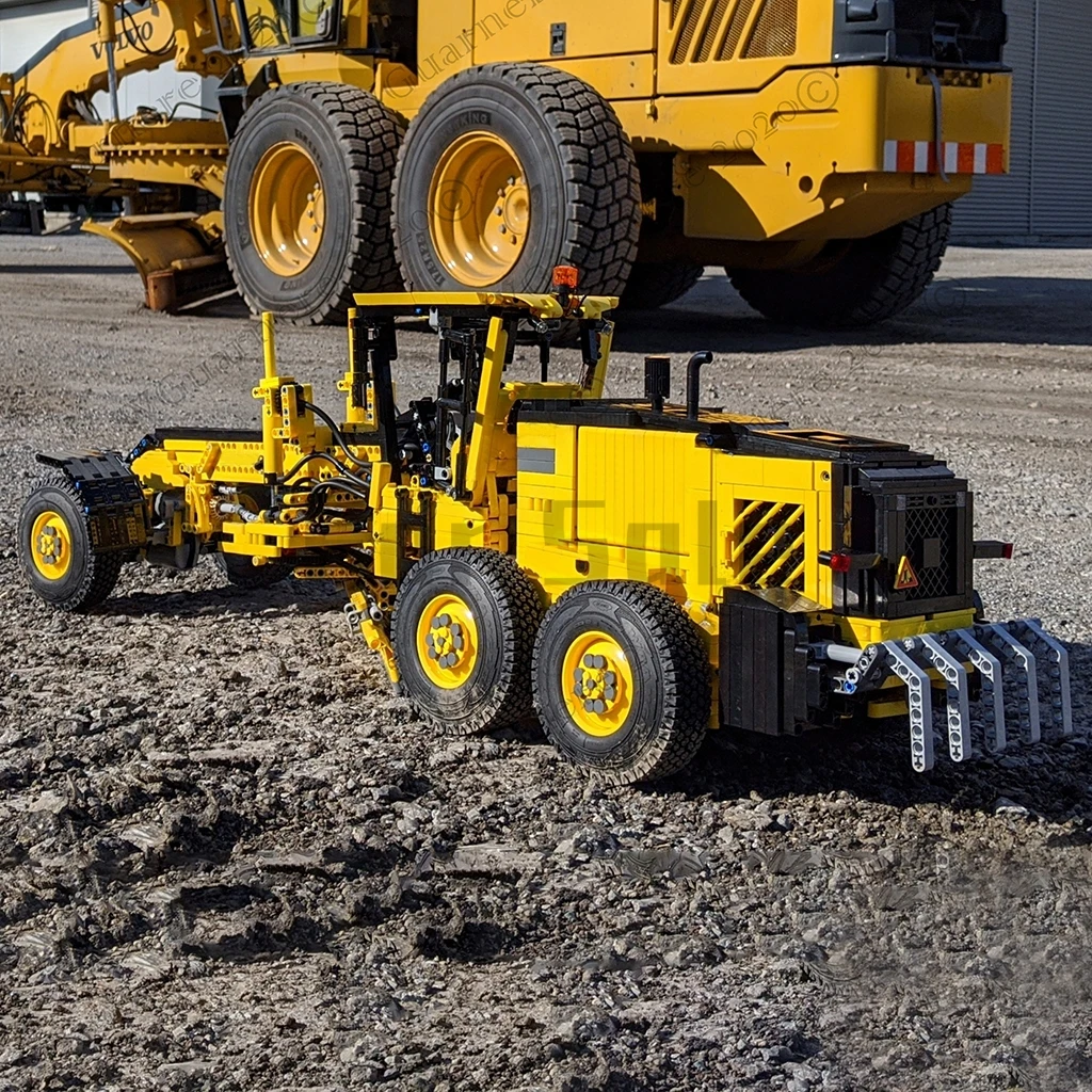 Moc 54777 G970 Grote Motor Grader Pneumatische Versie Model Met Pdf Tekeningen Bouwstenen Verjaardag Kerstcadeaus