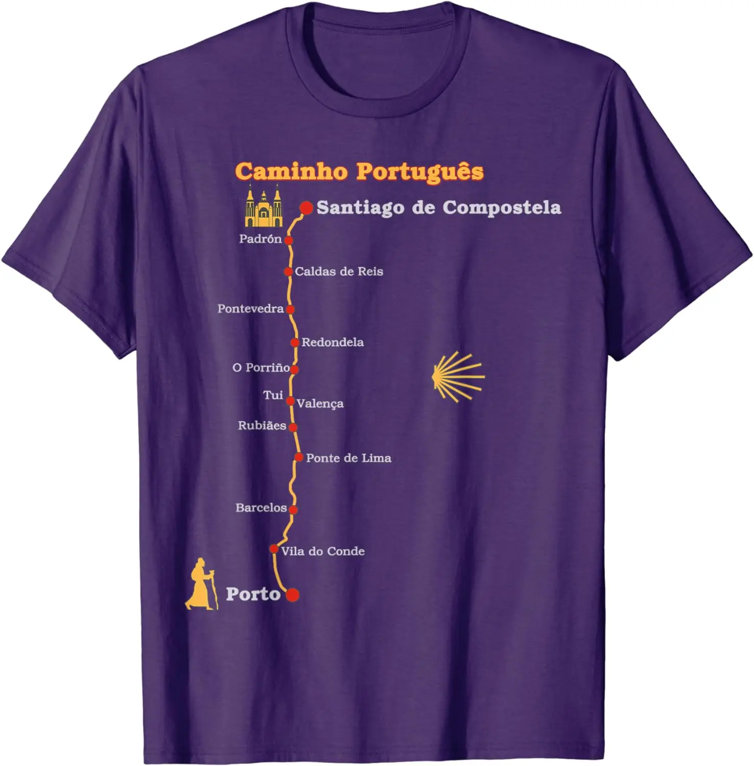 Route Caminho Português de Santiago Camino Portugues T-Shirt