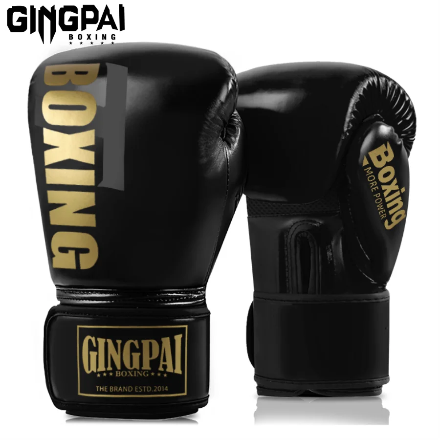 GINGPAI جودة عالية 6 8 10 12oz قفازات الملاكمة الملاكمة التايلاندية Guantes De Boxeo الحرة القتال MMA الرمل التدريب قفاز للرجال والنساء