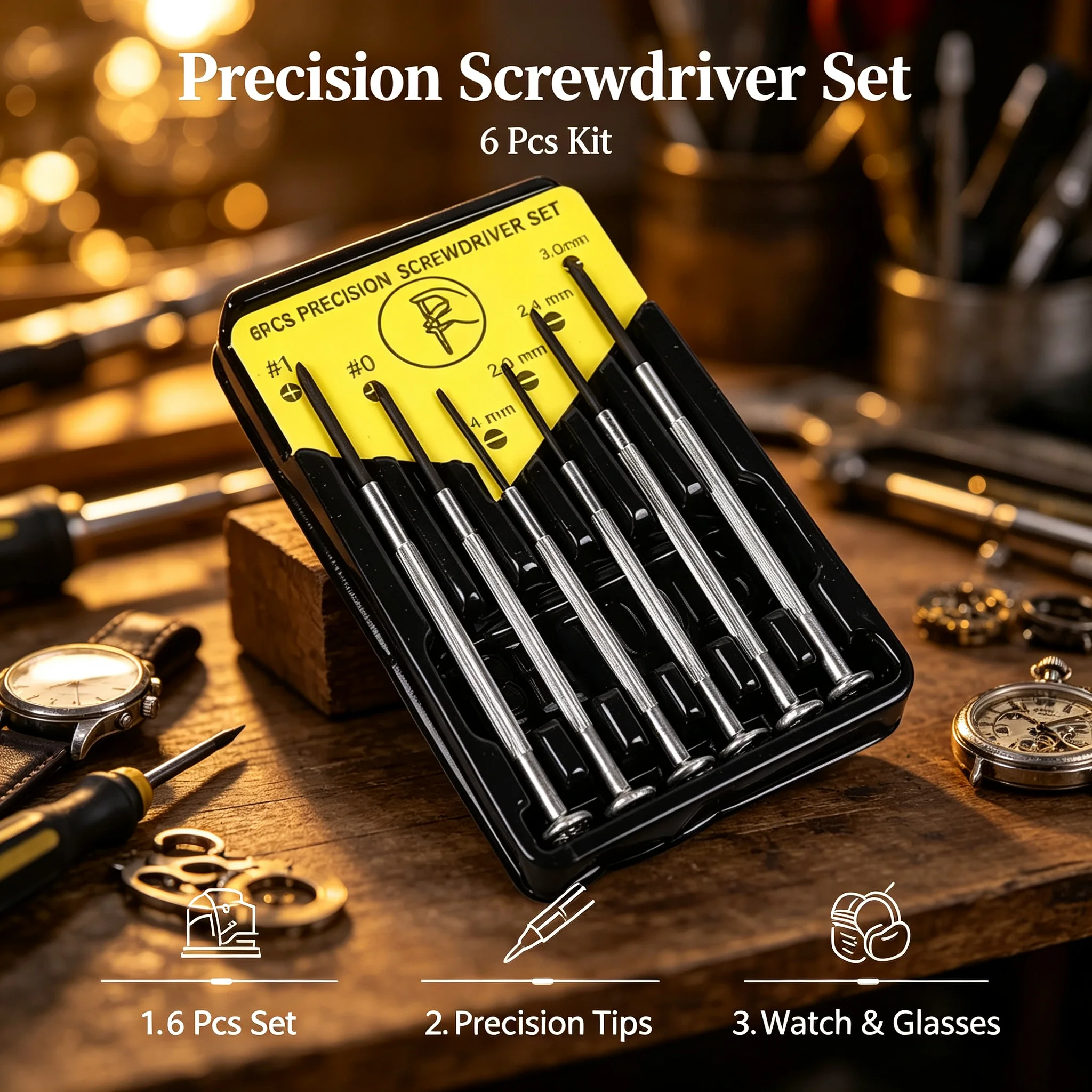 6PCS Eyeglass Repair Tool Mini Screwdriver Set Small Precision Screwdriver Kit for Watch Electronic Jewelry Toys