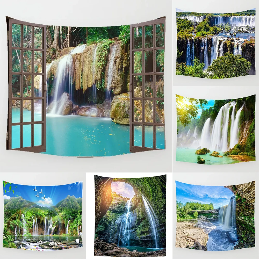 Waterfall pattern tapestry rectangular wall hanging cloth home decoration room living room background cloth 230x180