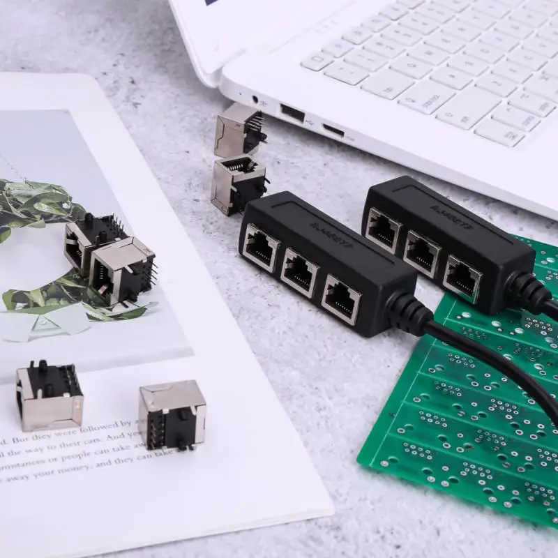 RJ45 Connector Ethernet Cable Splitter 1 Male To 3 Female Port LAN Network Plug RJ45 Adapter Ethernet Network Cable Accessories