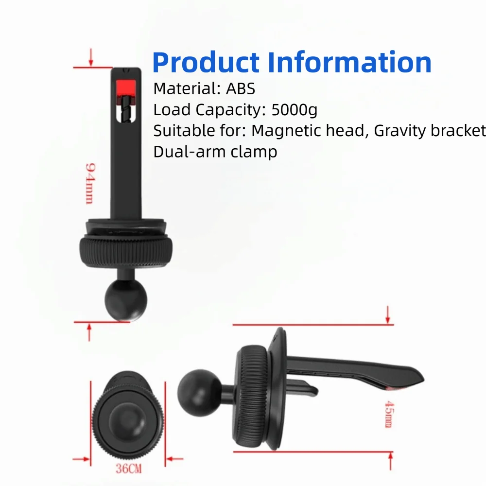 Universal 17mm Joint Ball Grip Vent Clip Compact Stability Phone Holder Full Rotation Air Outlet Bracket Air Vent