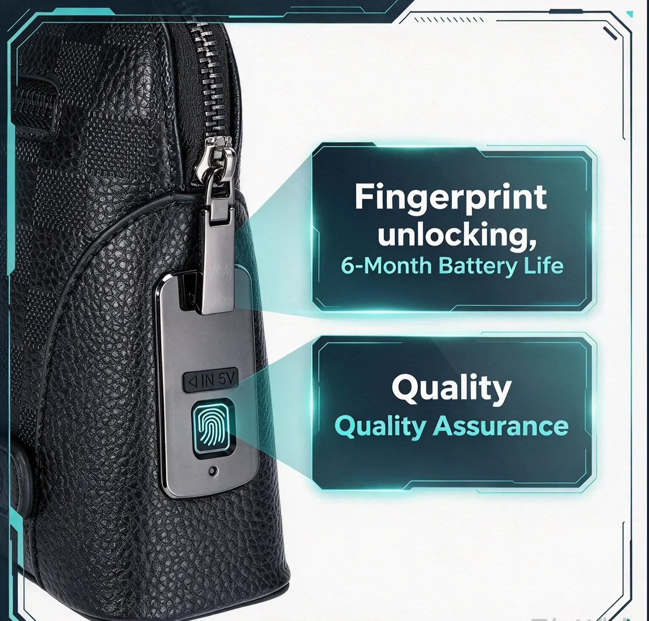 Men Fingerprint Lock Leather Business Pouch 3 in 1 Anti-Theft Storage Bag With Wallet Card Holder Gift Set Travel Organizer