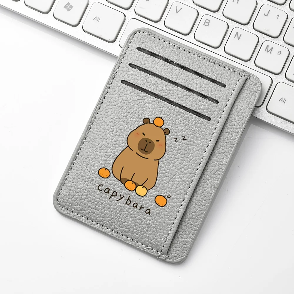 Kreditkartenetui aus PU-Leder, personalisierbar, schlankes Portemonnaie, niedliches Capybara-Muster, Mini-Kreditkartenetui für Damen – Detail 2