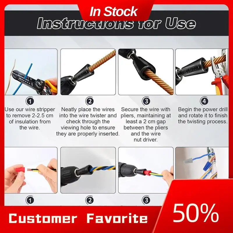 AT03 Top Wire Twister Tool Fordrill Wirenut Twister Compatible With8 To24 Awg And2 To7 Fordrill Forelectrical