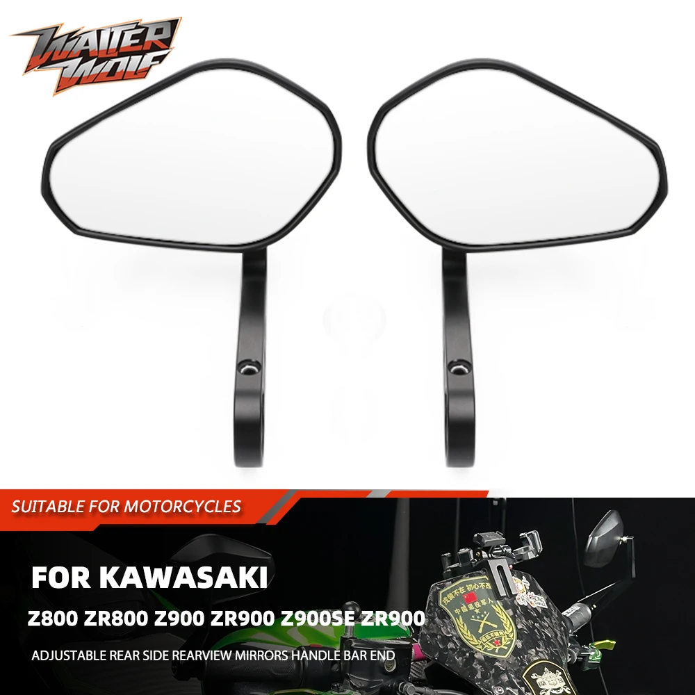 

2025 Motorcycle Side View Mirror For Kawasaki Z800 ZR800 Z900 ZR900 Z900SE ZR900 Rearview Mirrors Kits Adjustable Handle Bar End