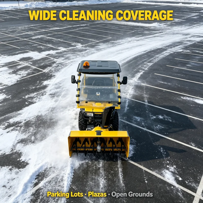 Riding Snow Sweeper For Parking Lots And Walkways With All Weather Tires And Easy Maintenance Productivity Focused Equipment