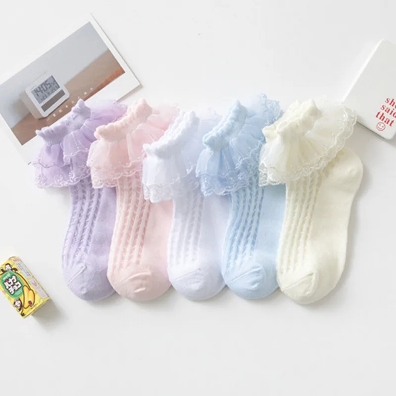 Toddler Children Baby Girl Frilly Socks Autumn Clothes Lace Ruffle Kids Cute Mesh Socks Baby Items Clothing