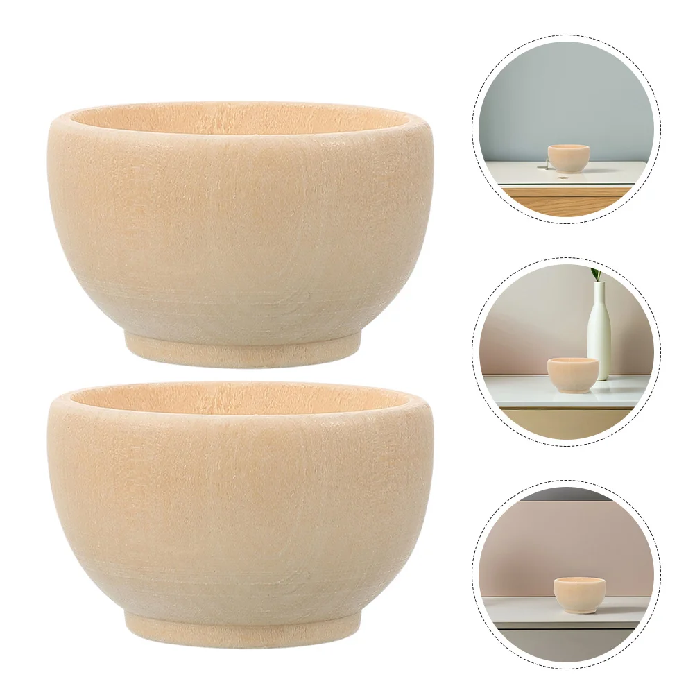 

6Pcs Unpainted Wood Bowls for Kids DIY Creative Crafts Natural Miniature Round Bowls Decorative Wood Bowl for Home Snack Use