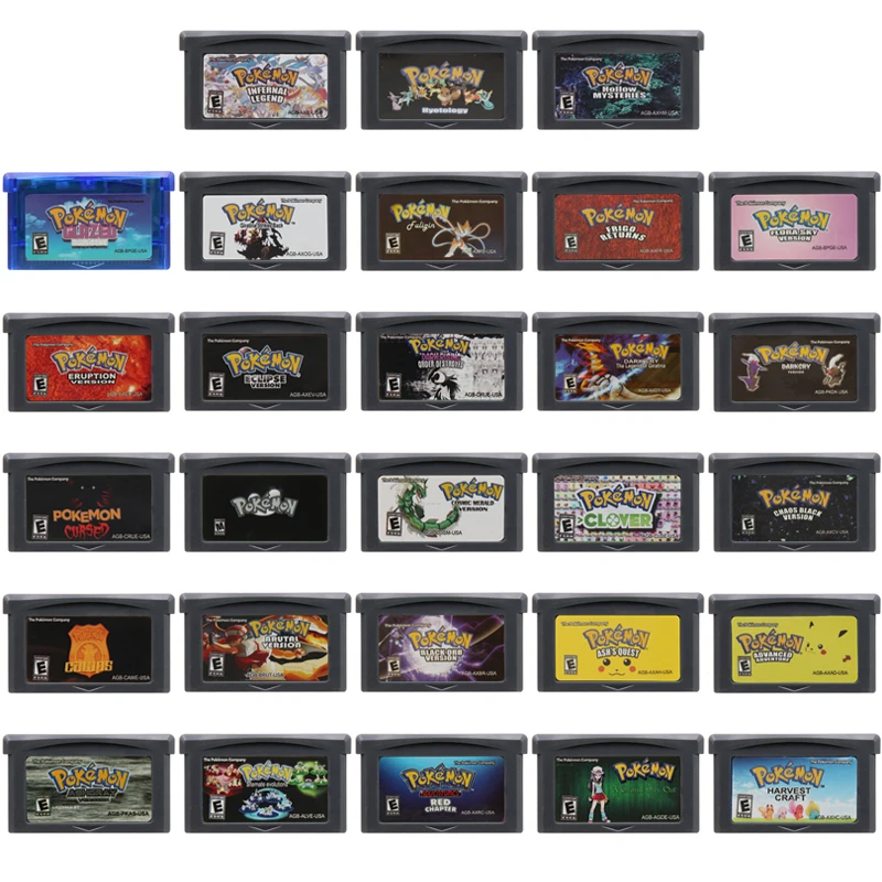 

Pokemon GBA Games Cartridge 32 Bit Video Game Console Card Adventures Red Chapter Glazed Creepy Black Clover for Retro Fans Gift