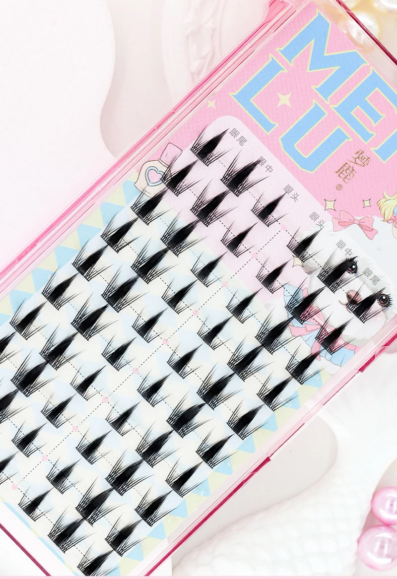 Neue Puppe Wimpern Verlängerung Natürliche Cat Eye Falsche Wimpern Cosplay Make-Up Cross Streifen Wimpern Handgemachte Manga Anime Lash – Detail 23