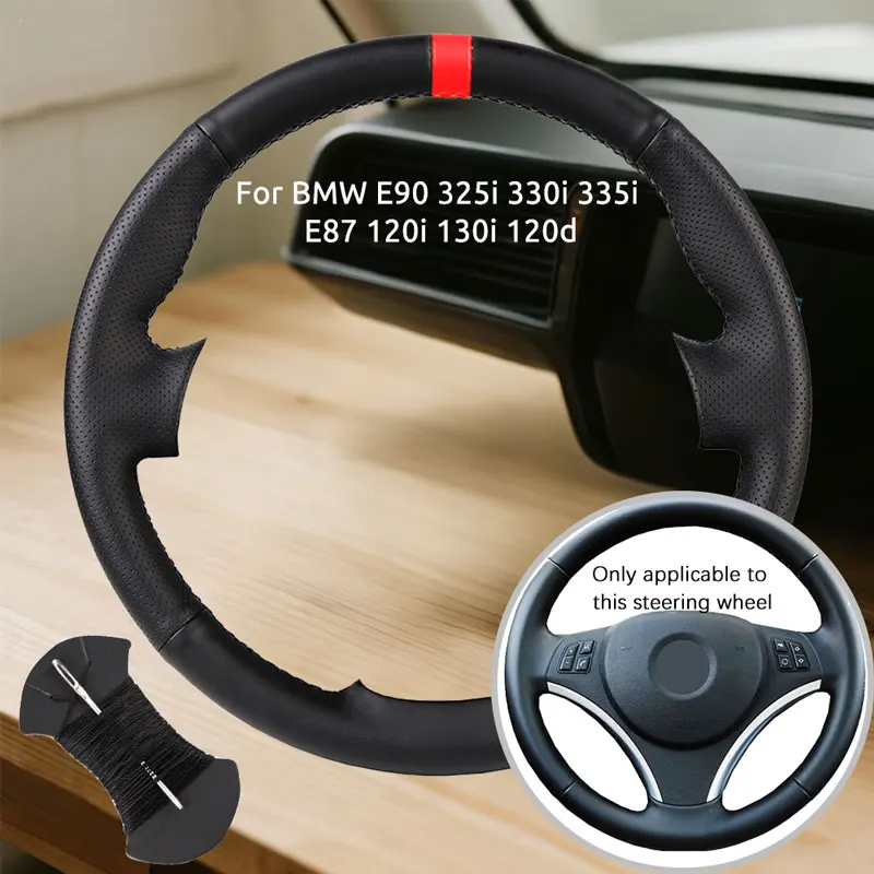 

Microfiber Leather Car Steering Wheel Cover For BMW E90 325i 330i 335i E87 120i 130i 120d DIY Hand Sewing Steering Wheel Wrap