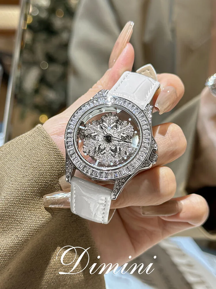 dinimi-snowflakes-watch-ladies-fashion-temperament-set-diamond-watch-simple-high-school-students-belt-wrist-birthday-gift