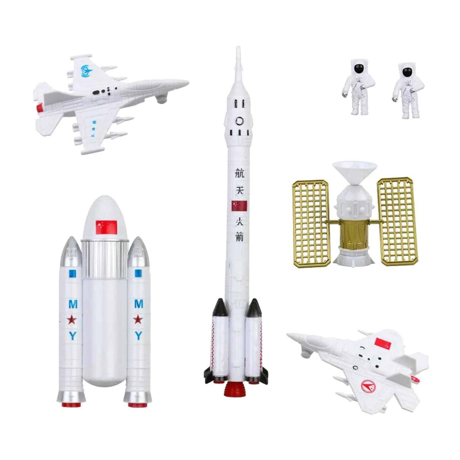 7x Space Playset Astronaut Toy Figures Space Shuttle Space Rocket Kids Space Toys for Boys Girls Christmas Toddlers 4-6 Year Old