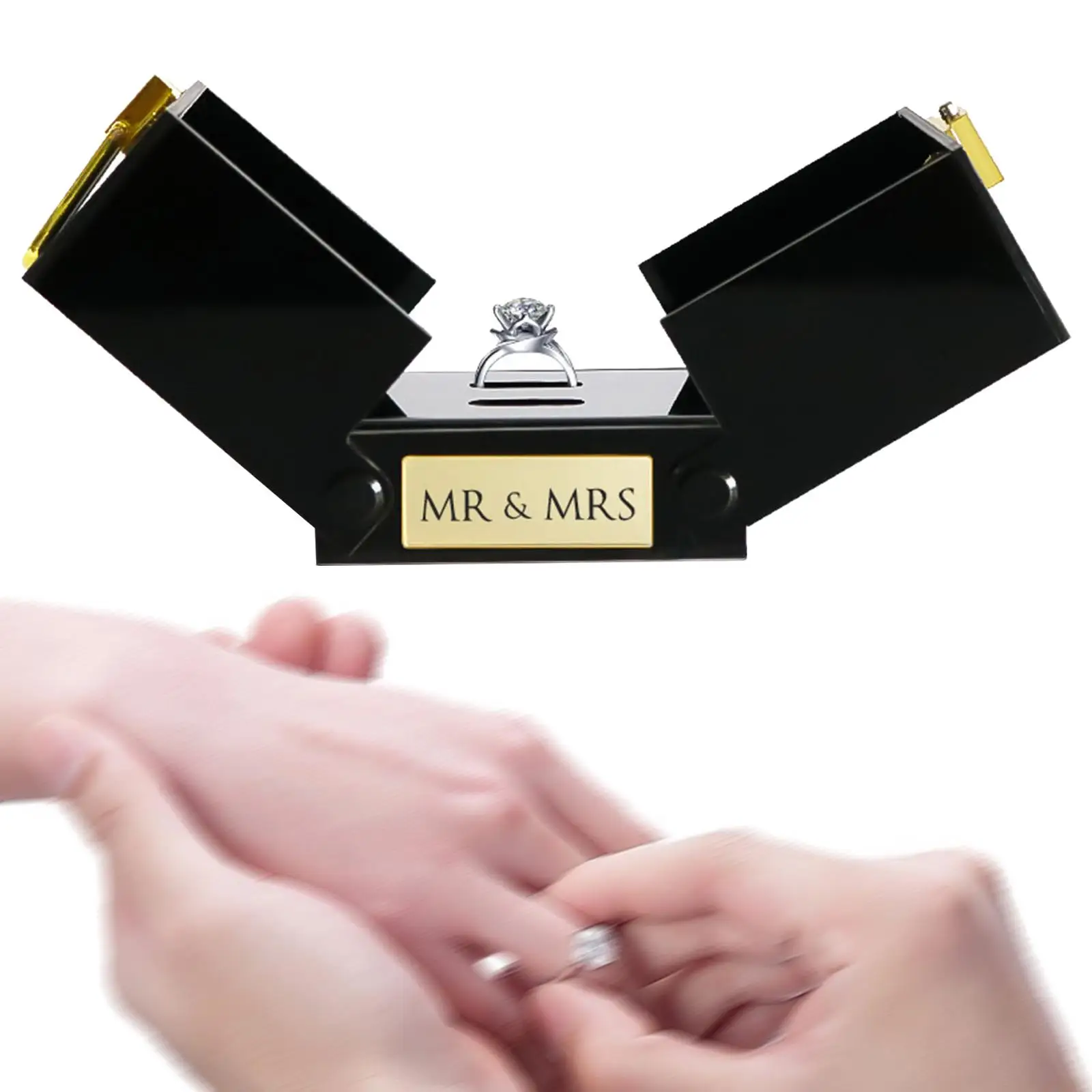 Wedding Ring Box with Lock Elegant Marriage Ring Storage Container Wedding Ring Gift Box for Wedding Girlfriend Anniversary