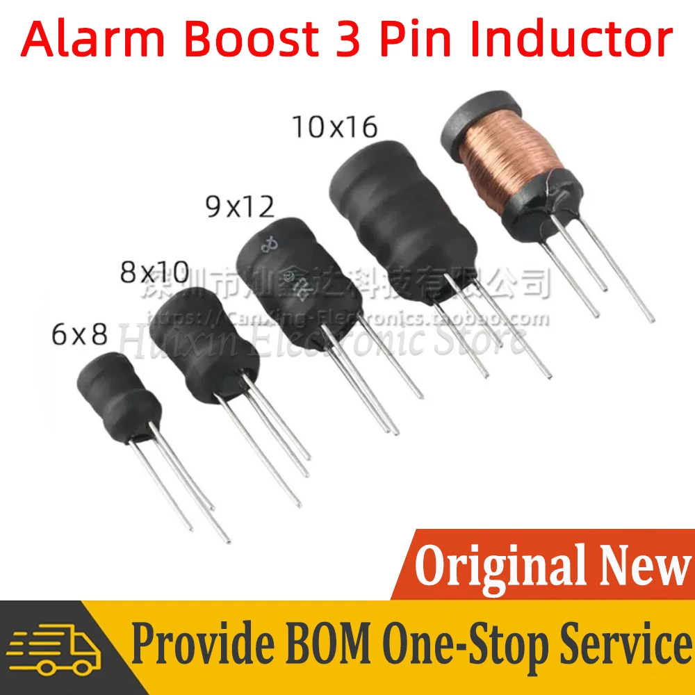 10pcs 3 Pin Ferrite Coil I Shaped Alarm Buzzer Boost Booster Step Up Inductor Inductance Choke Filter Drum Core Radial