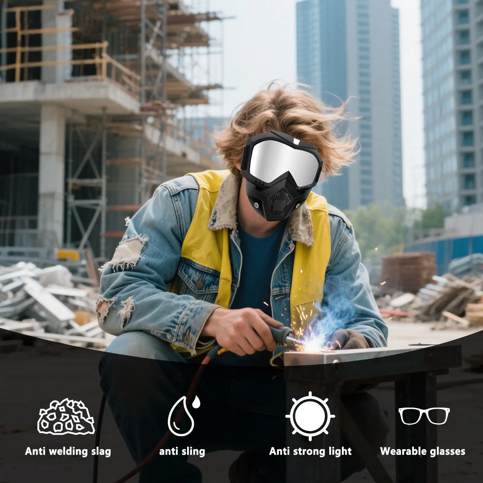 Motorcycle Helmet Motorcycle Helmet Riding Goggles Glasses Dustproof Windproof Welding Glasses Anti-Fog Motocross Eyewear For