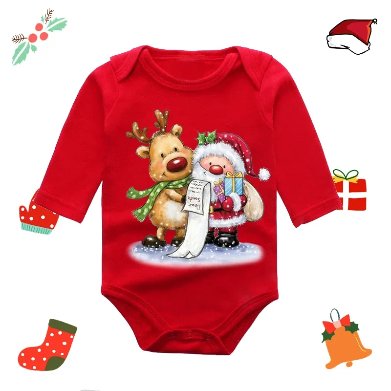 Infant Newborn My First Christmas Rompers Baby Boys Girls Bodysuit Born Crawling Long Sleeve Jumpsuits Festival Party Gifts