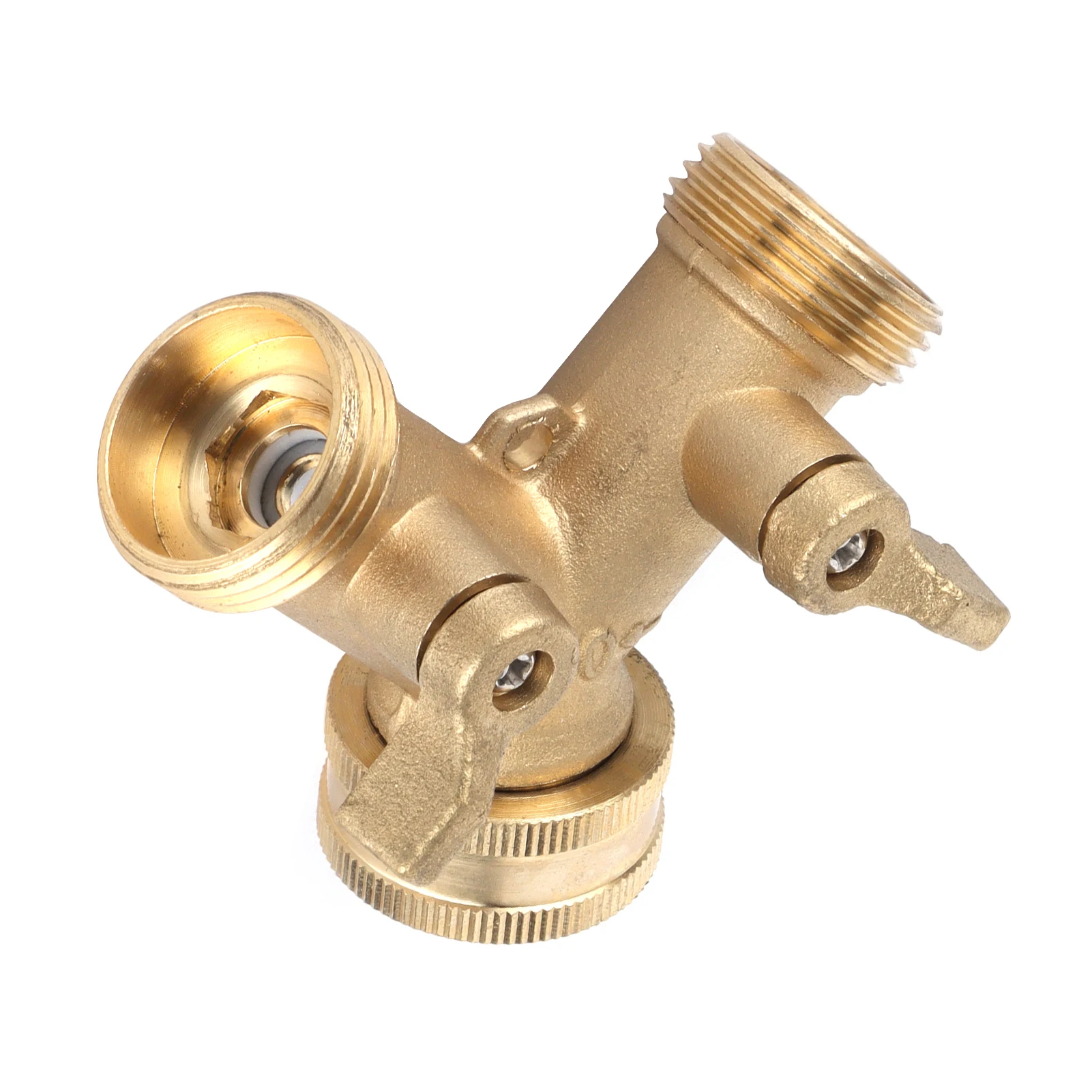 Hose Splitter Brass Leakproof G3/4 Y Shape 2 Way Hose Splitter with Water Faucet Ball Valve for Garden Greenhouse Irrigation