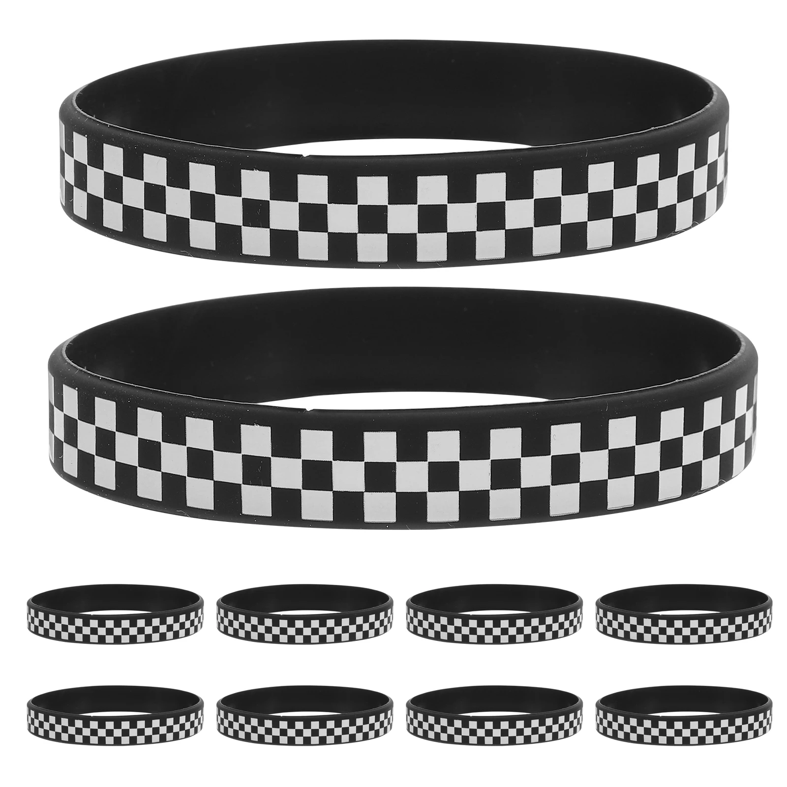 

40pcs Checkered Wristbands Black White Silicone Rubber Racing Sports Party Supplies Birthday Bracelets For Teens Men Women