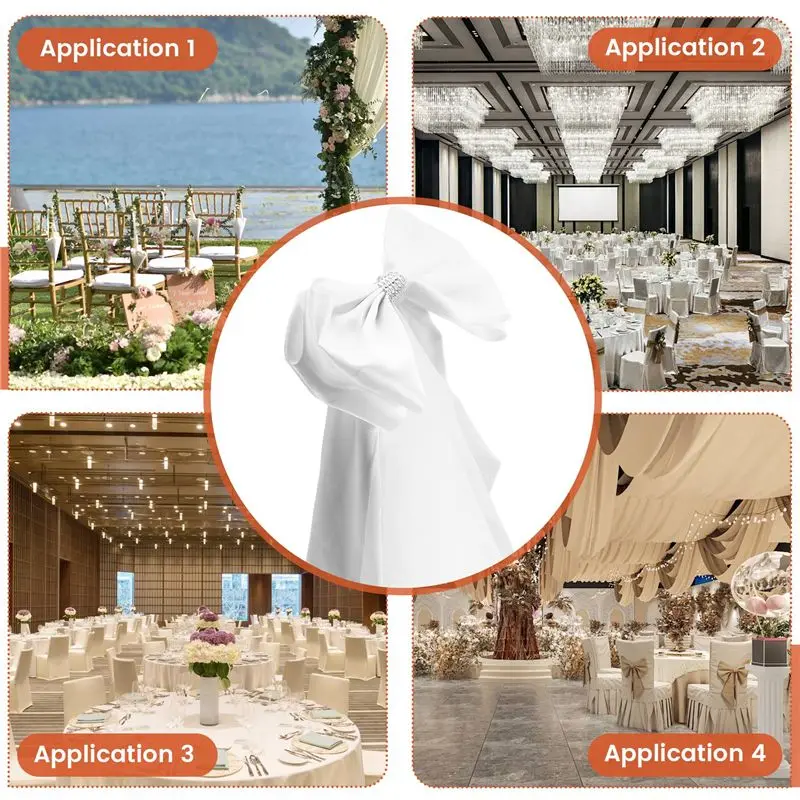 A68P-Elastic Wedding Chair Sashes, Multi-Color Bowknot Decorations For Banquet, Party, Hotel -Durable And Stylish