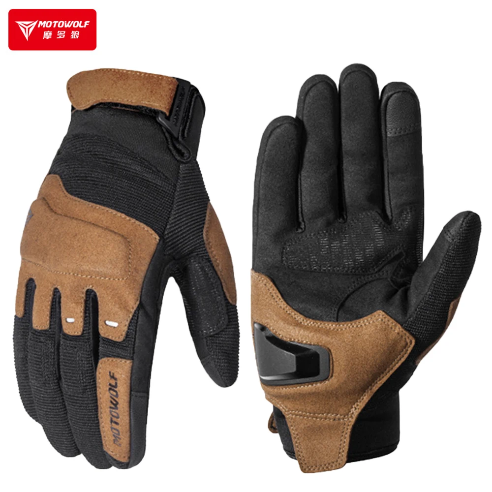 Men Motorcycle Gloves Motorcycle Racing Ride Glove Bike Knight Fighting Equipment All Four Seasons Microfiber Non-slip Gloves