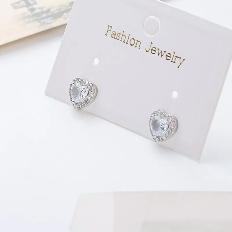 New Cute Heart-shaped Hypoallergenic Ladies' Diamond Earrings with Standing Zirconia Fashionable Anniversary Birthday Gift