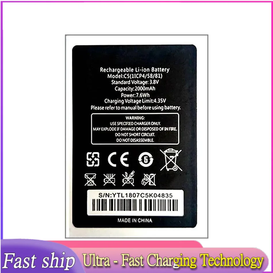 

For Oukitel C5 Pro Environmentally Friendly Mobile Phone Battery 2000Mah Lightweight