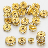 100pcs Gold Color Rhinestone Spacer Loose Beads Crystal Beads for Bracelet Necklace Jewelry Making DIY Components