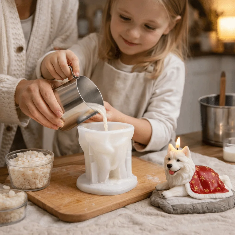 

Flexible 3D Wolf Mold Cute Non-stick Cloak Wolf Dog Mold Reusable DIY Craft Aromatherapy Candle Mold Plaster Statues