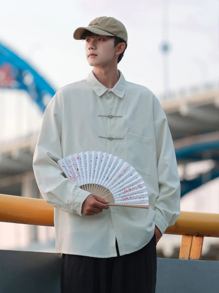 

Новая китайская мужская рубашка с длинным рукавом, весна 2025, новая коллекция, премиум-класс, винтажный стиль, для молодежи