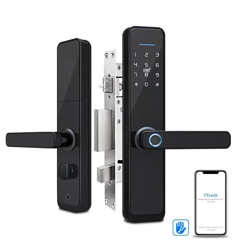 High Security Door Lever Lock Smart Home Wifi Lock Smart Doorlock Sus304 Mortise Door Lock Digital Fingerprint