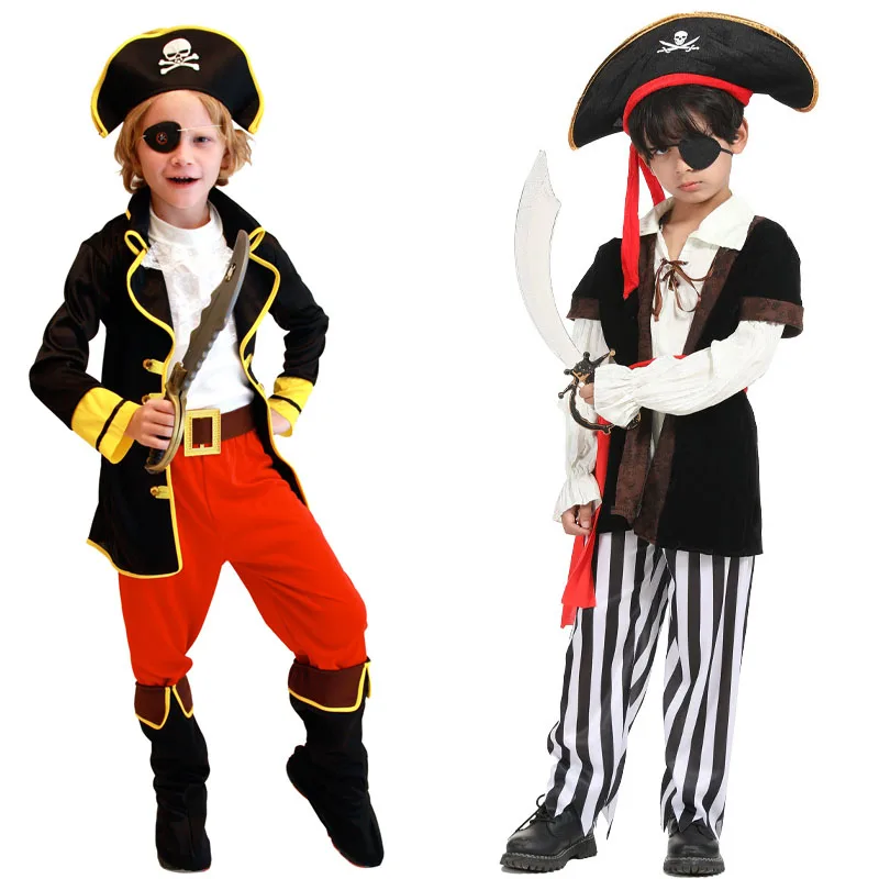 Halloween Kids Pirate Costume, Boys Captain Jack Role-play Suits, Children Cosplay set ,no weapon