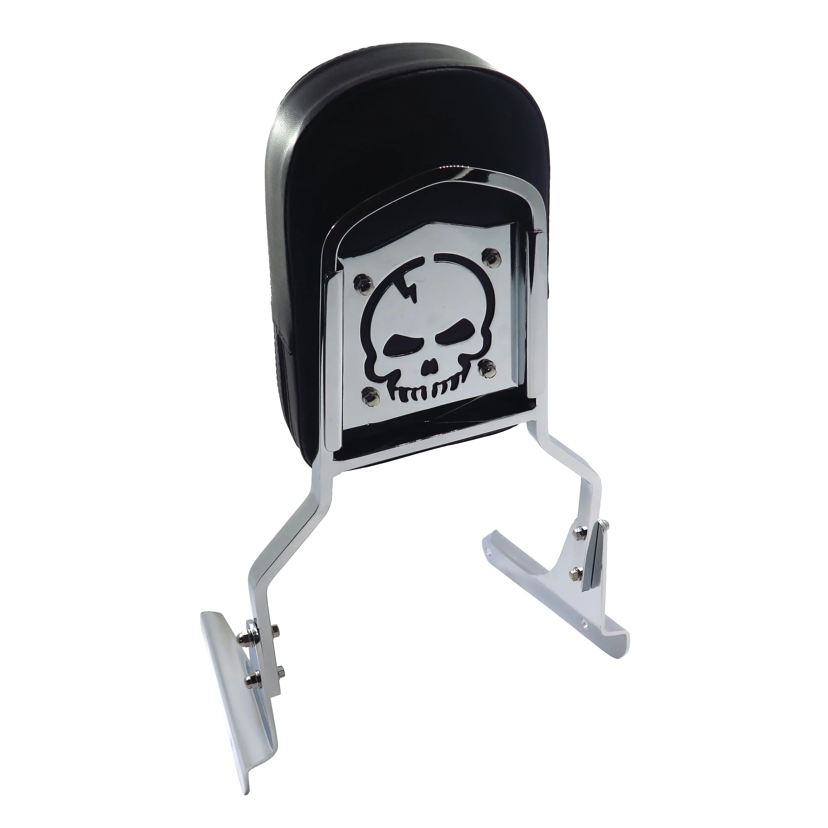 Aftermarket Motorcycle Skull Backrest Sissy Bar Leather Pad for 1998-2007 Honda Shadow VLX 600 VT600C