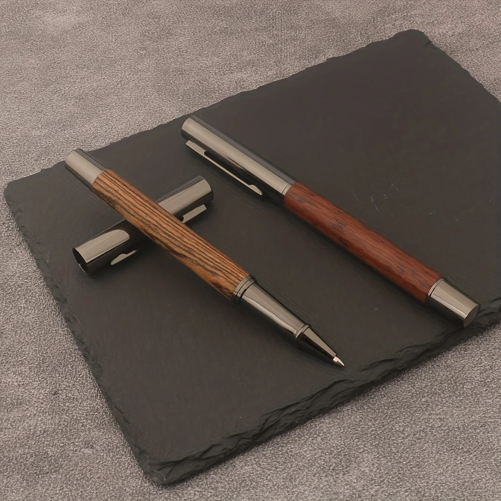 1 Stück Holz-Tintenroller Rosenholz-Signaturstift Rosenholz Schwarznuss Metallzubehör Geschäftsbüro Schreibzubehör