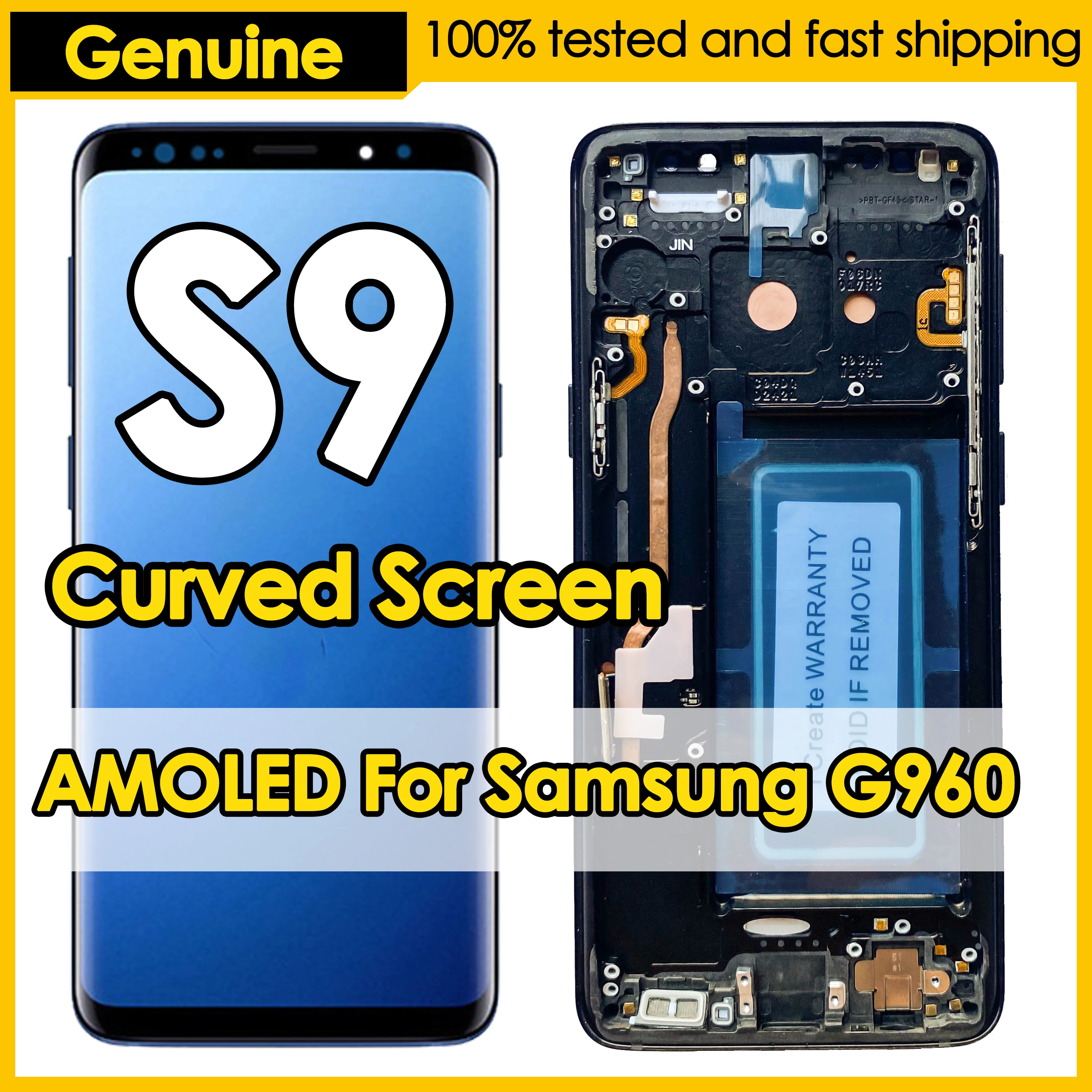 삼성 갤럭시 S9 G960N, G960F/DS,G960U LCD 디스플레이 터치 곡선 스크린 디지타이저 어셈블리 수리를 위한 OEM AMOLED 교체품