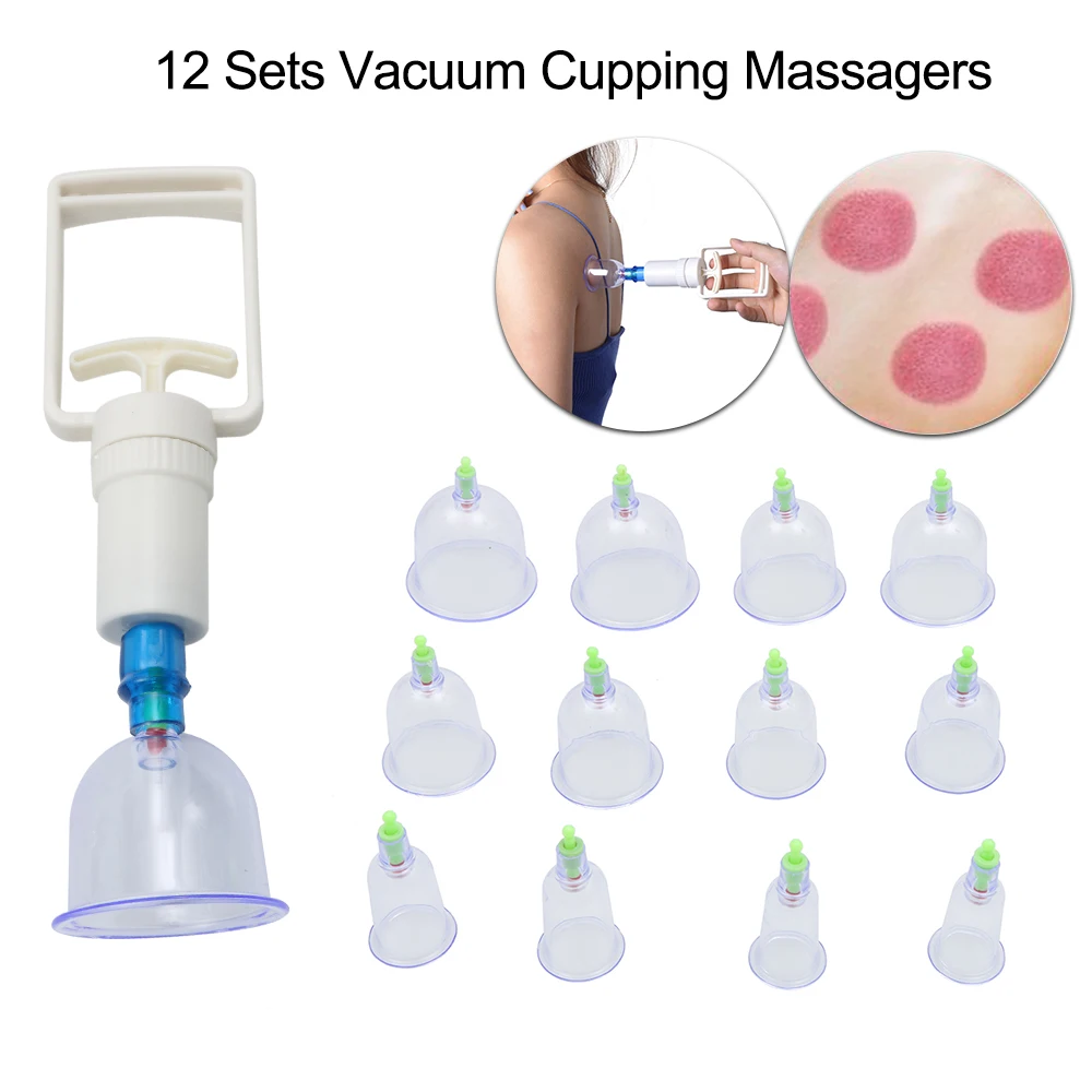 12 Pieces/set Vacuum Cupping Massager Detoxification Anti-cellulite Meridian Therapy Acupuncture Cup Massage Body Suction Cup