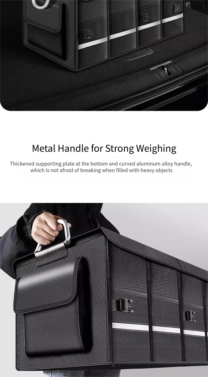 Robuster 72-Liter-Kofferraum-Organizer für das Auto, faltbare Aufbewahrungsbox mit großem Fassungsvermögen, hochdichter Oxford-Stoff, wasserdichter Auto-Organizer – Detail 6