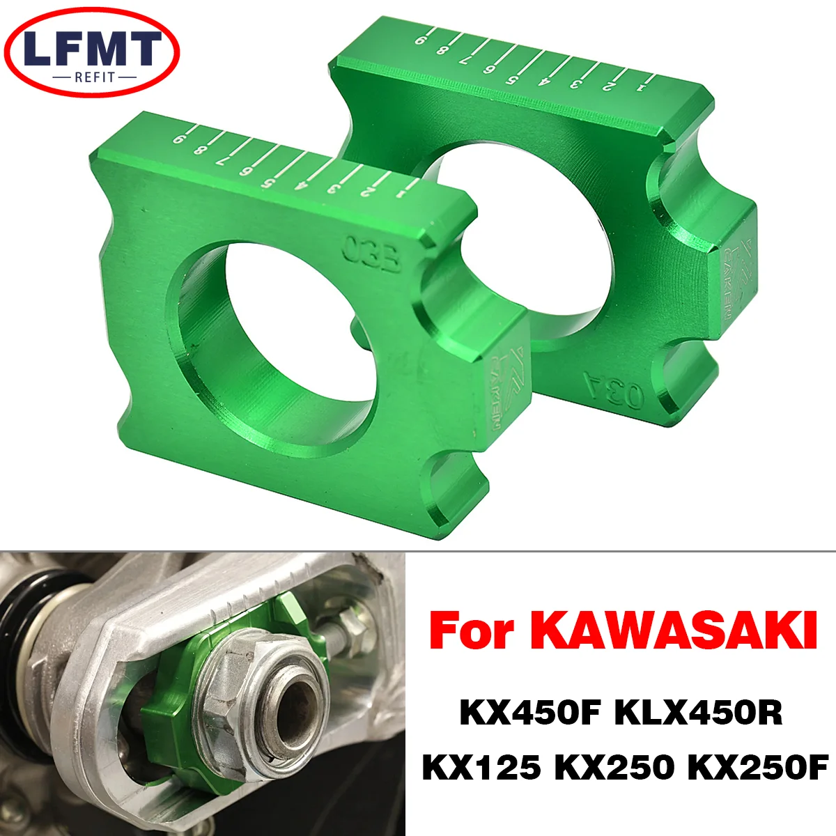 

CNC Rear Chain Adjuster Axle Block Protection Cap For Kawasaki KX125 KX250 KX250F KX450F KLX450R For Suzuki RMZ250 RMZ450 450Z